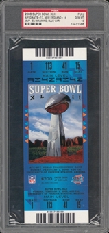 2008 Super Bowl XLII Full Ticket, Blue Variation - PSA GEM MT 10
